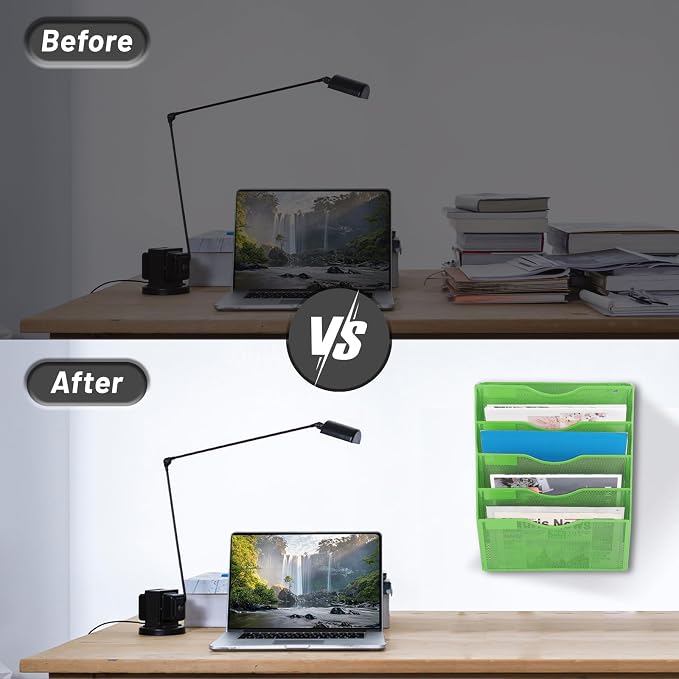 EASEPRES 5 Pocket Mesh Hanging Wall File Organizer, Wall Mounted Mail Paper - Image 3