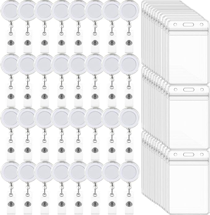 100 Pack Retractable Badge Reel Clips by Beieverluck