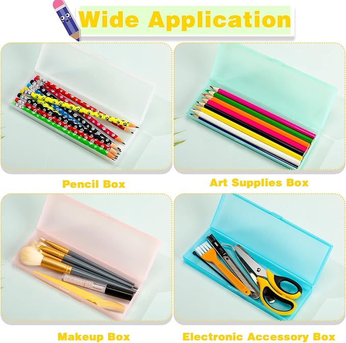 Fainne 24 Pcs Plastic Pencil Case Bulk Pencil Boxes Plastic Stationery Case - Image 4