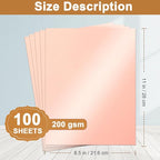 Silunkia 100 Sheets Pink Shimmer Cardstock 8.5 x 11 Crafts Paper, 200gsm/75lb - Image 2