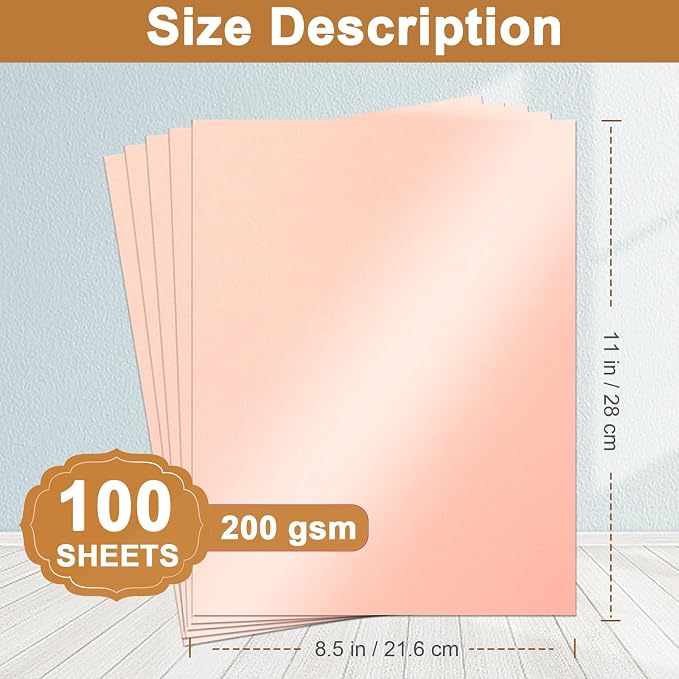 Silunkia 100 Sheets Pink Shimmer Cardstock 8.5 x 11 Crafts Paper, 200gsm/75lb - Image 2
