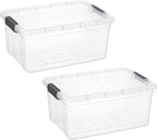 Superio Storage Bins with Lids- 2 Pack, 21 Qt Clear Boxes by Superio
