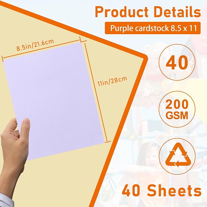 Guakicae 40 Sheets Light Purple Cardstock 8.5 x 11 Printer Paper, 75lb - Image 2