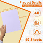 Guakicae 40 Sheets Light Purple Cardstock 8.5 x 11 Printer Paper, 75lb - Image 2