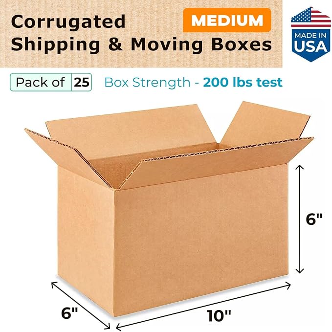 Medium Moving & Shipping Boxes 10"L x 6"W x 6"H - Image 2