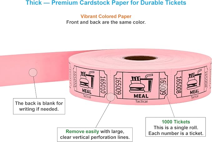 Tacticai 1000 Raffle Tickets, Single Roll, Ticket - Image 2
