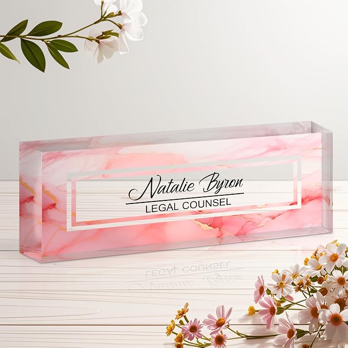 Personalized Name Plate for Desk, Custom Acrylic Desk Name Sign, Office by Unknown