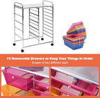 GOFLAME 15-Drawer Rolling Storage Cart, Craft Storage Cart - Image 6