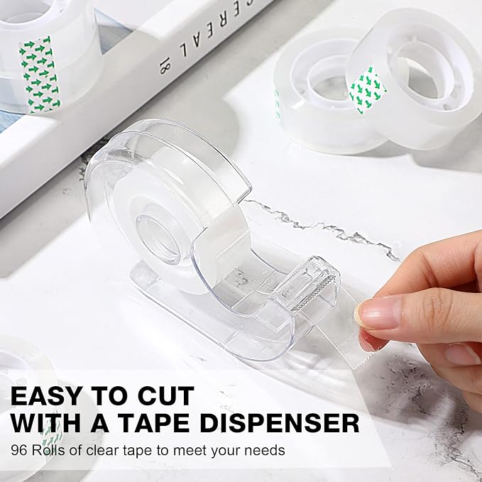 Pasimy 96 Rolls Clear Tape Bulk Strong Sticky Transparent Tape Refills - Image 3