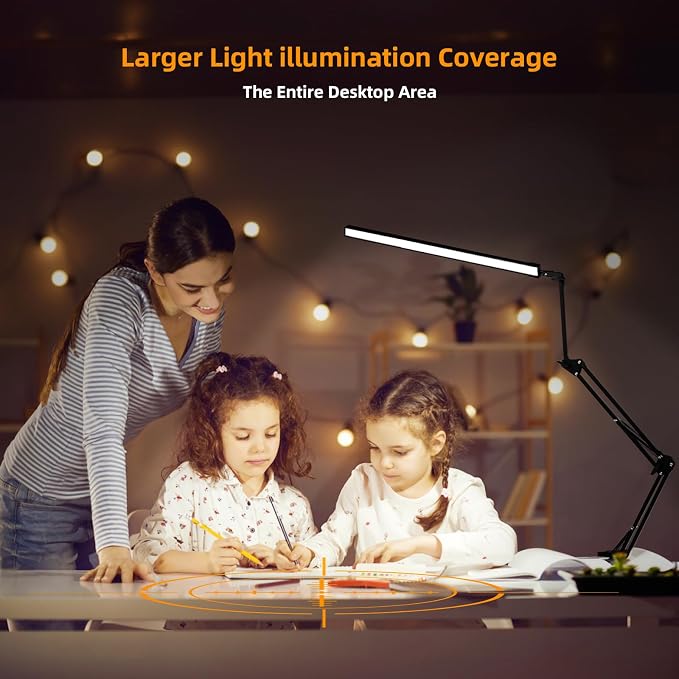 NOEVSBIG LED Desk Lamp with Clamp, 2-in-1 Clamp on Desk Lamps with Base - Image 2