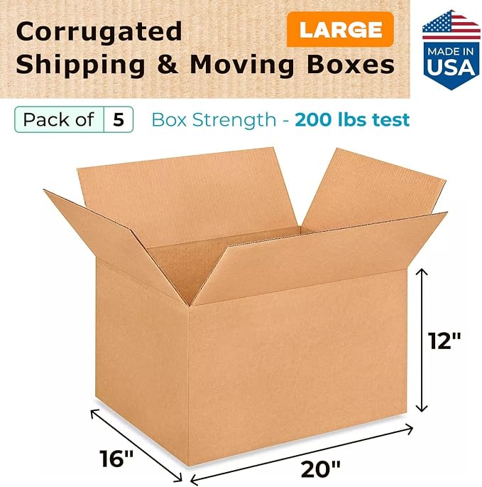 Large Shipping & Moving Boxes 20 x 16 x 12 inches - Image 2