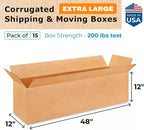 Extra Large Shipping & Moving Boxes 48"L x 12"W x 12"H - Image 2