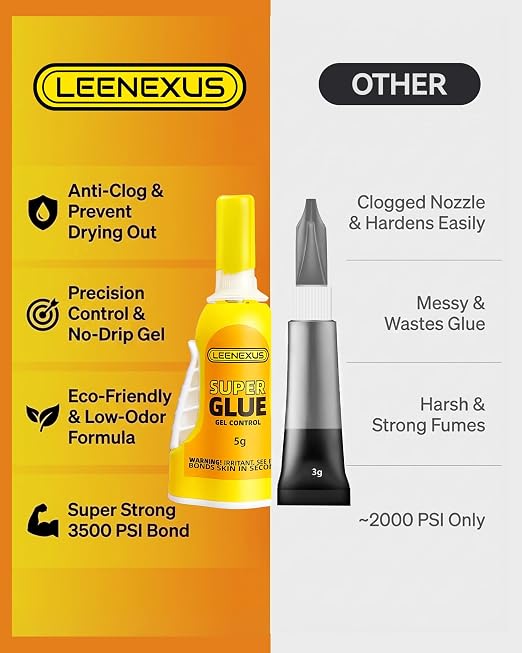 LEENEXUS Super Glue Gel Precision Control, 5ML【Dual Molecular Interlock】 Clear - Image 7