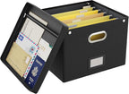 Oterri File Organizer Box with Lid, Large Hanging Filing Box with Mesh Pocket by Oterri