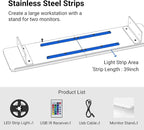 AFOOYO Monitor Stand Riser, 31.5-Inch LED Light Wood Computer Monitor Stand - Image 7
