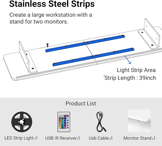 AFOOYO Monitor Stand Riser, 31.5-Inch LED Light Wood Computer Monitor Stand - Image 7