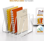 SANRUI Acrylic Desk Magazine File Organizer, 5 Vertical Compartments Clear - Image 4