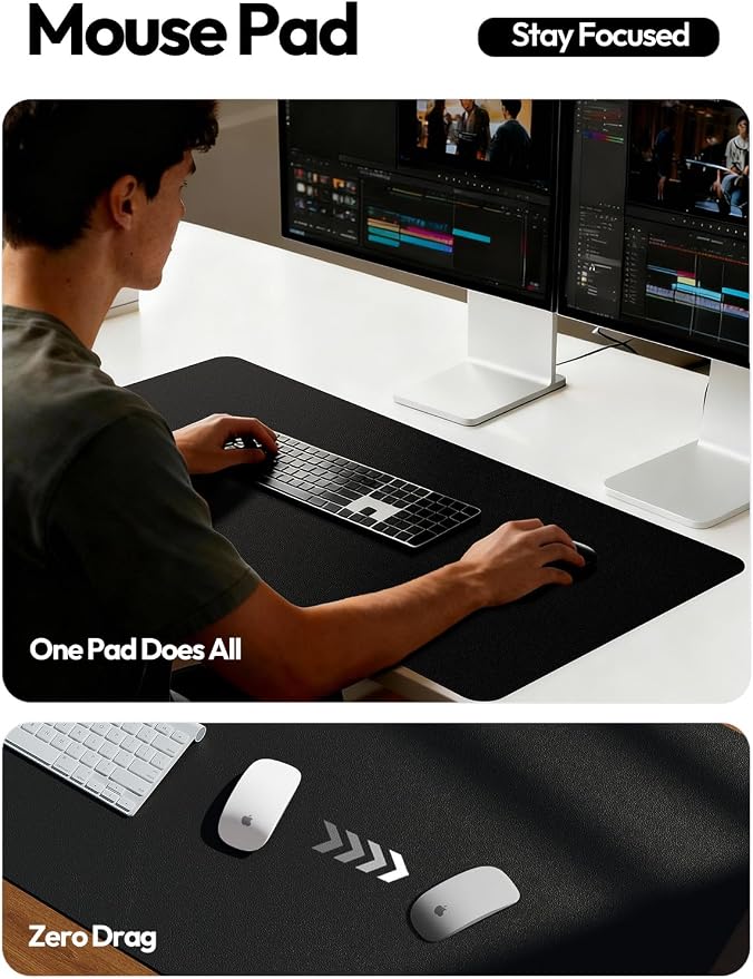 YSAGi Leather Office Desk Pad Protector, Large Mouse Pad, PU Leather, Laptop - Image 4
