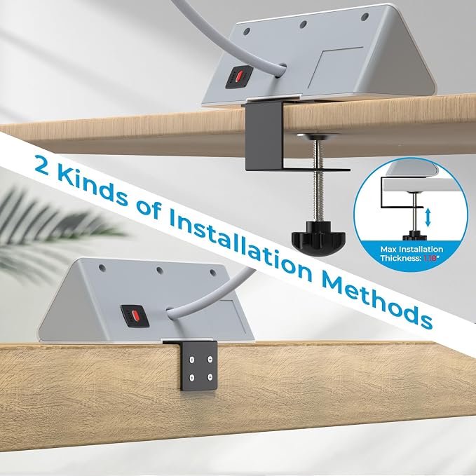 Nightstand Power Strip with USB C, Haiaoyyds Desk Edge Mount Power Hub with 3 - Image 3