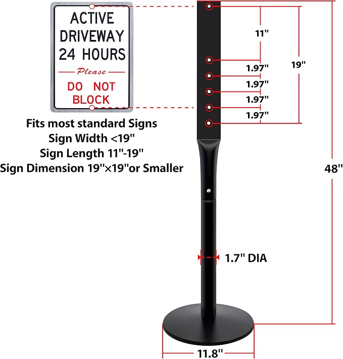 VAIIGO Heavy Duty Parking Sign Base Cast Iron 48" Parking Sign Post, Heavy Duty - Image 3