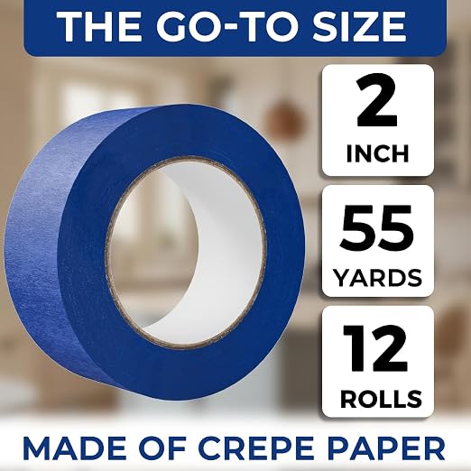 SWRT Blue Painters Tape 2 Inch Wide – 12 Rolls x 55 Yards, Clean Removal - Image 2