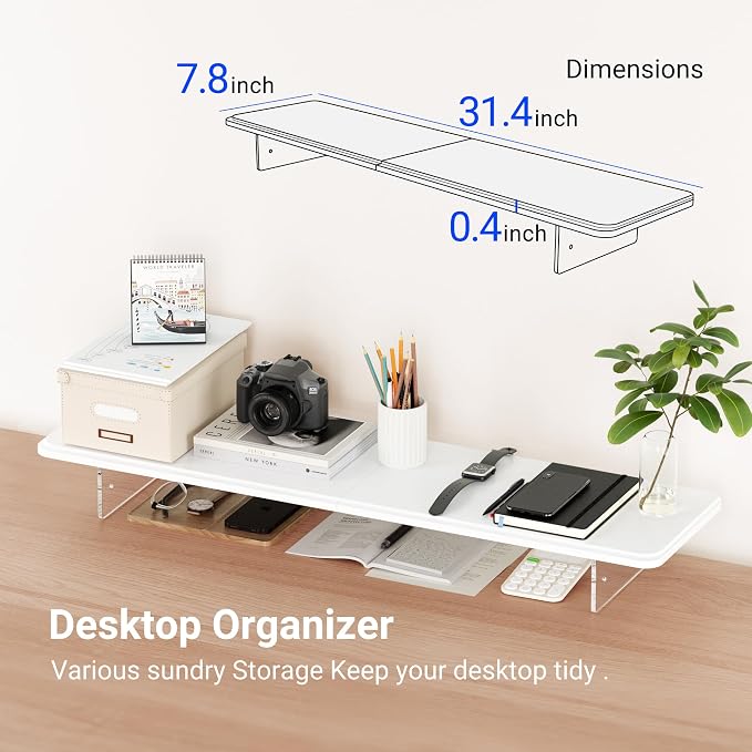 AFOOYO Monitor Stand Riser, 31.5-Inch LED Light Wood Computer Monitor Stand - Image 6