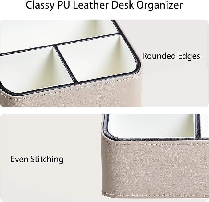 MEIBOOCH Remote Control Holder, PU Leather Small Desk Organizer - Image 4