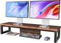 HEWORLIF Dual Monitor Stand Riser, Wood and Steel Monitor Riser, Long Computer by Unknown