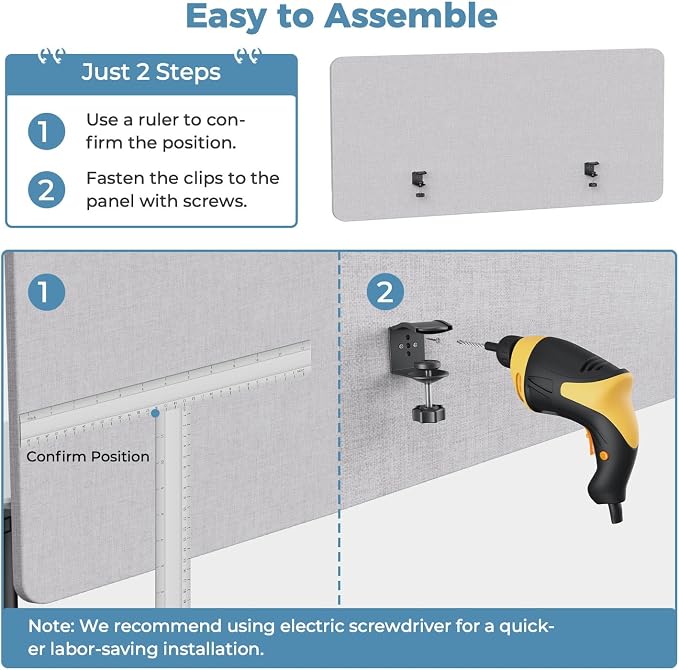 MORDEER 47.2" Privacy Desk Divider Panel, Acoustic Divider Panels - Image 7