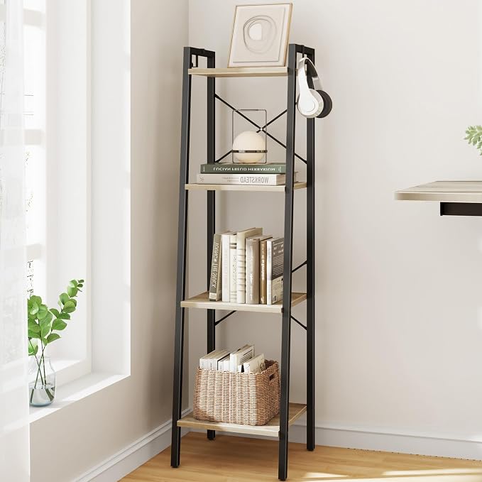 Hzuaneri Ladder Shelf, Bookshelf Bookcase, Freestanding Corner Storage Shelve by Hzuaneri