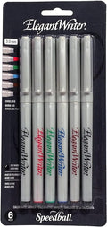 Speedball Elegant Writer Calligraphy 6 Marker Set, 3.0 mm Chisel Nib Tip Pens by SpeedballArt