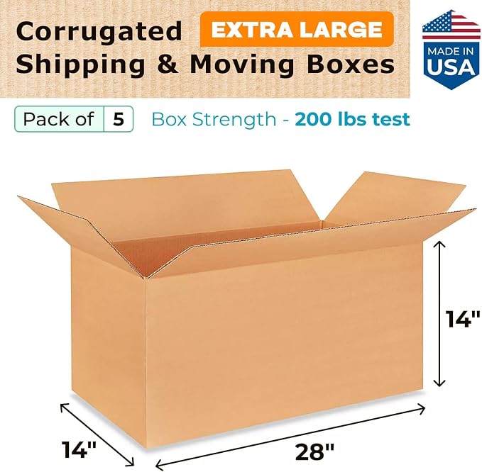 Extra Large Shipping & Moving Boxes 28 x 14 x 14 inches - Image 2