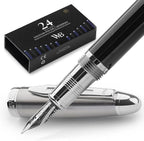Wordsworth & Black Majesti Fountain Pen-, Luxury Case, Stainless Steel; Medium by WordsworthBlack