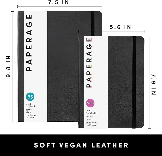 PAPERAGE Softcover Lined Journal Notebook, 176 Pages, Large B5 College Ruled - Image 2
