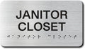 JANITOR CLOSET Signs with Raised Text & Grade 2 Braille, Brushed by EliteSign