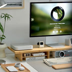 ROCDEER Bamboo Dual Monitor Stand Riser Natural, 2-Tier Desk Monitor Riser - Image 7