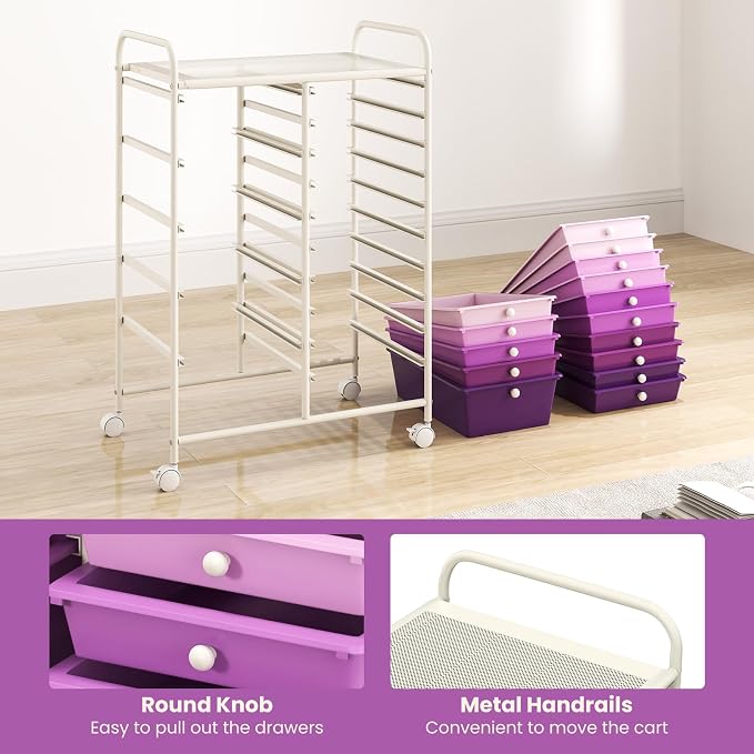 LDAILY 15 Drawer Rolling Storage Cart, Rolling Cart - Image 7