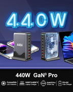 440W Fast USB C GAN Charger Block 8 Port Charging Station HUB Brick Dual PD PPS - Image 3