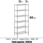 Regal Altair 18" Deep x 36" Wide x 86" Height Wire Shelving Kit | 6-Tier | NSF - Image 3