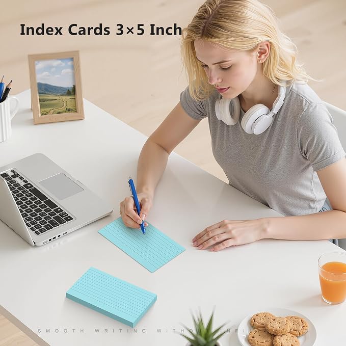 250 Count Index Cards 3 x 5 Inch, Heavyweight Blue Lined Note Cards Portable - Image 3