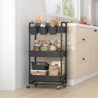 JIUYOTREE 3-Tier Plastic Rolling Storage Cart Utility Cart - Image 6