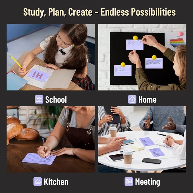 300 Count Index Cards 3 x 5 Inch Ruled Purple Index Cards, Flash Cards College - Image 7