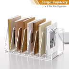 SANRUI Acrylic Desk File Organizer, 8 Vertical Compartments Clear Magazine File - Image 7