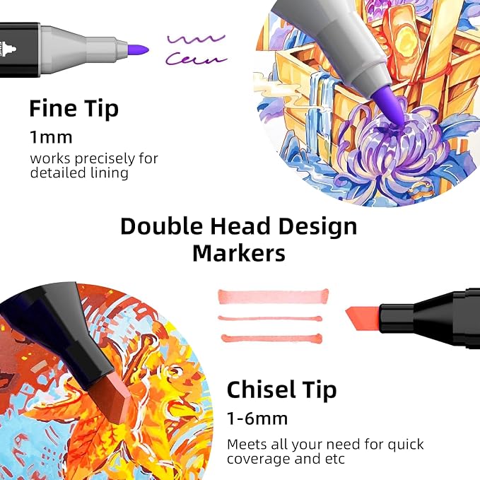 HOMESILMO 80 color alcohol permanent art mark, fine chiseled double pointed - Image 2