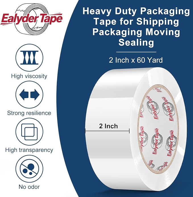 Ealyder Tape Transparent Packing Tape 2 inch x 60 Yards, 3 Rolls - Image 3