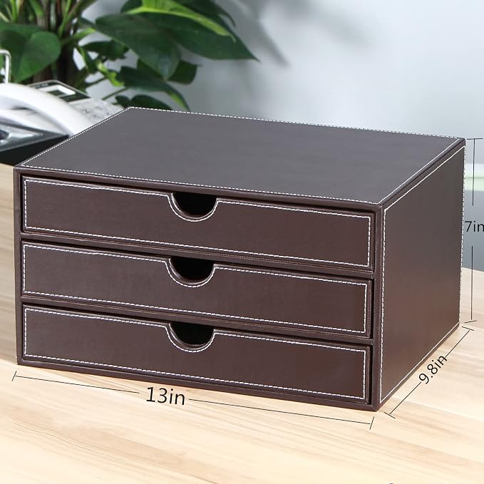 RHCSZ Stackable 3-Drawer Desk Organizer, Executive Office Supplies Desktop - Image 3