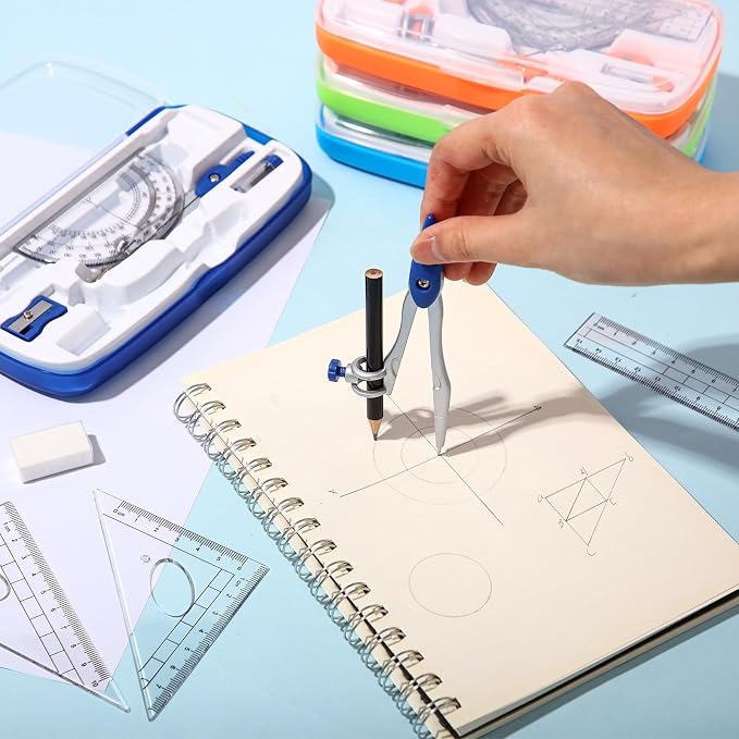 Zonon 24 Sets Math Geometry Kit Student 10 Pcs Shatterproof Storage Box - Image 2