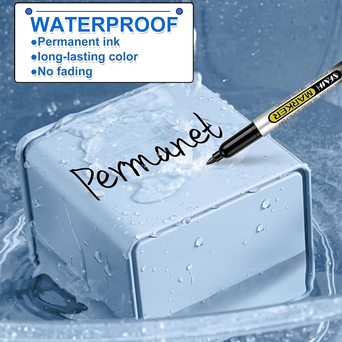 SFAIH 100 Black Permanent Markers Bulk -1s Quick Drying, Fine Point Markers - Image 6