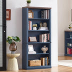 RWYHG 70" Blue Tall Bookshelf, 5-Tier Thick Wooden Book Shelf - Image 3