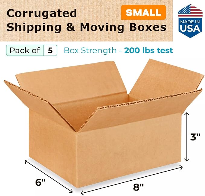 Small Moving & Shipping Boxes 8 x 6 x 3 inches - Image 2